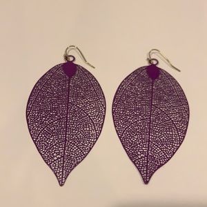 Purple leaf Earrings